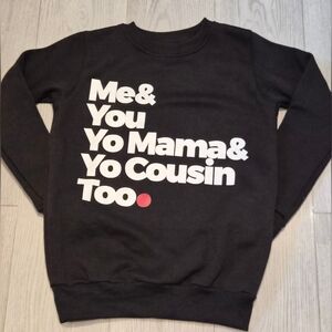 Kids Black Graphic Crewneck Sweatshirt with White Slogan and Red Dot